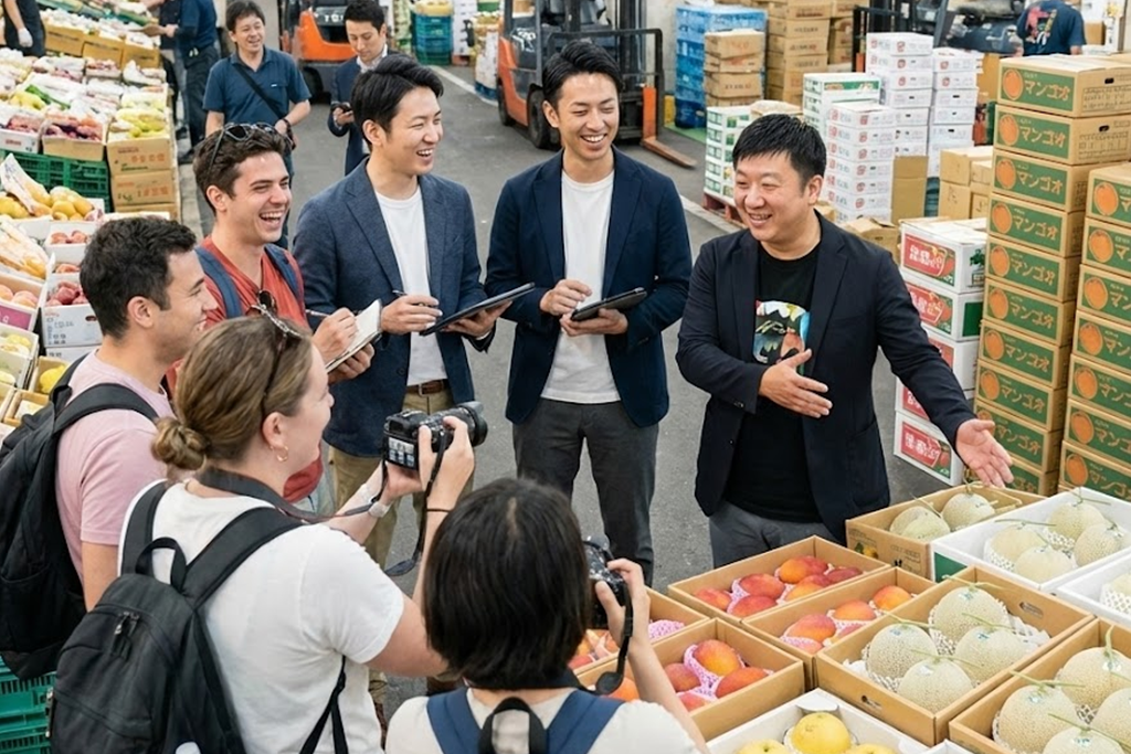 地元の果物市場のご案内（通訳付き）